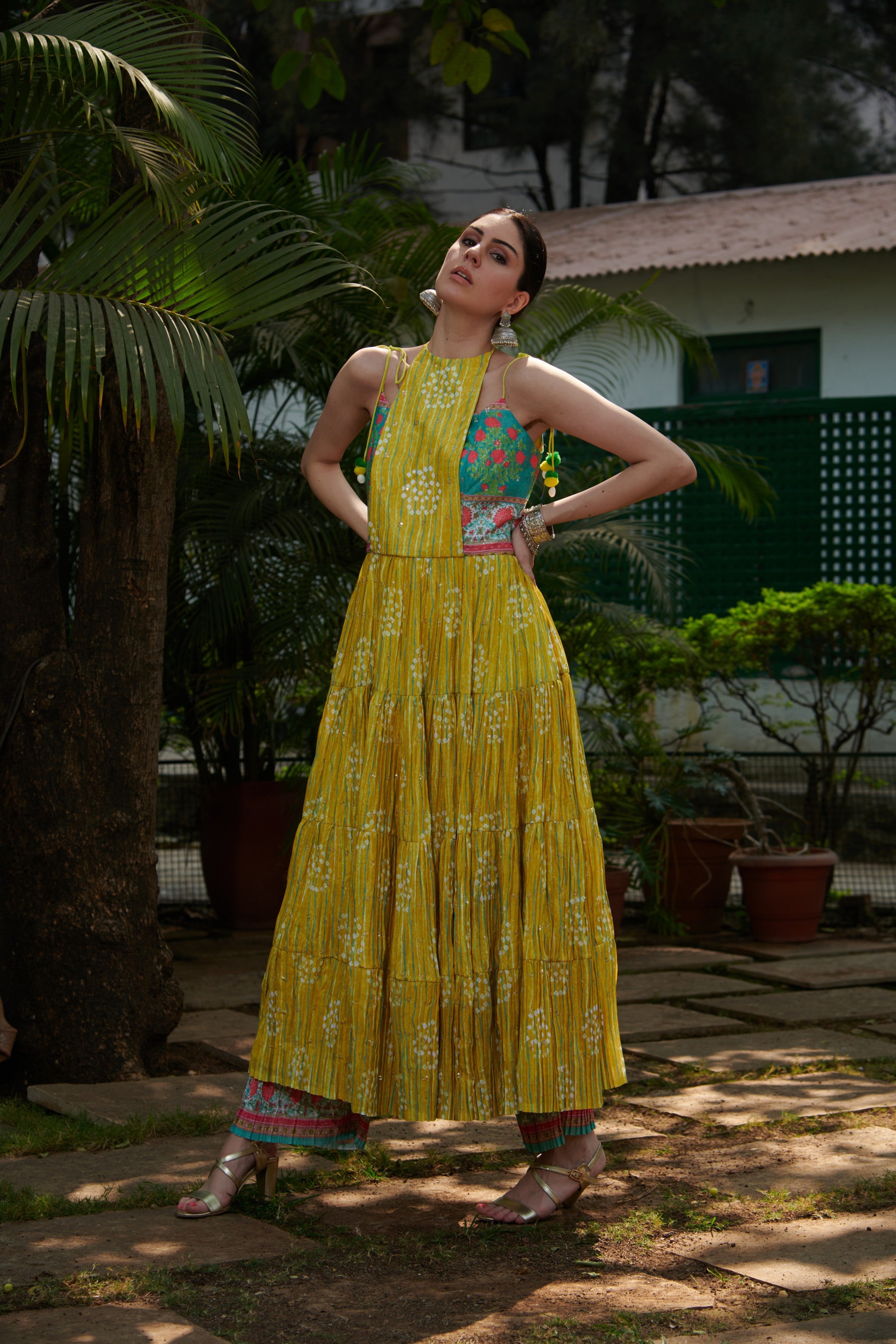 Multi-coloured printed kurta set